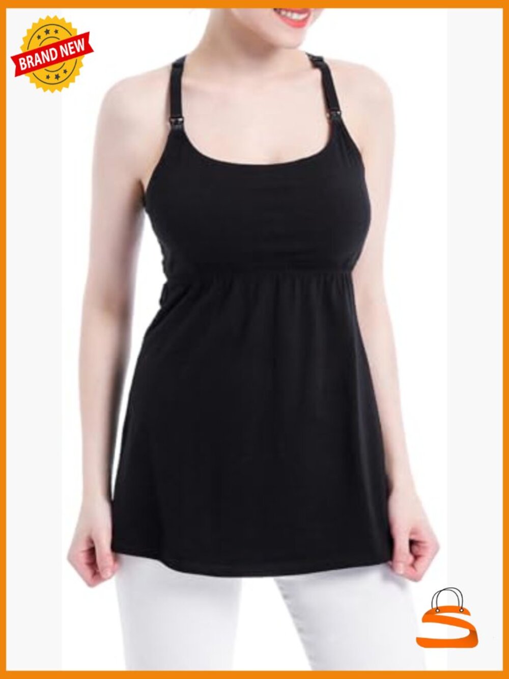 Cotton Maternity Nursing Tank Tops with Bralette Breastfeeding Shirts - Picture 5 of 7